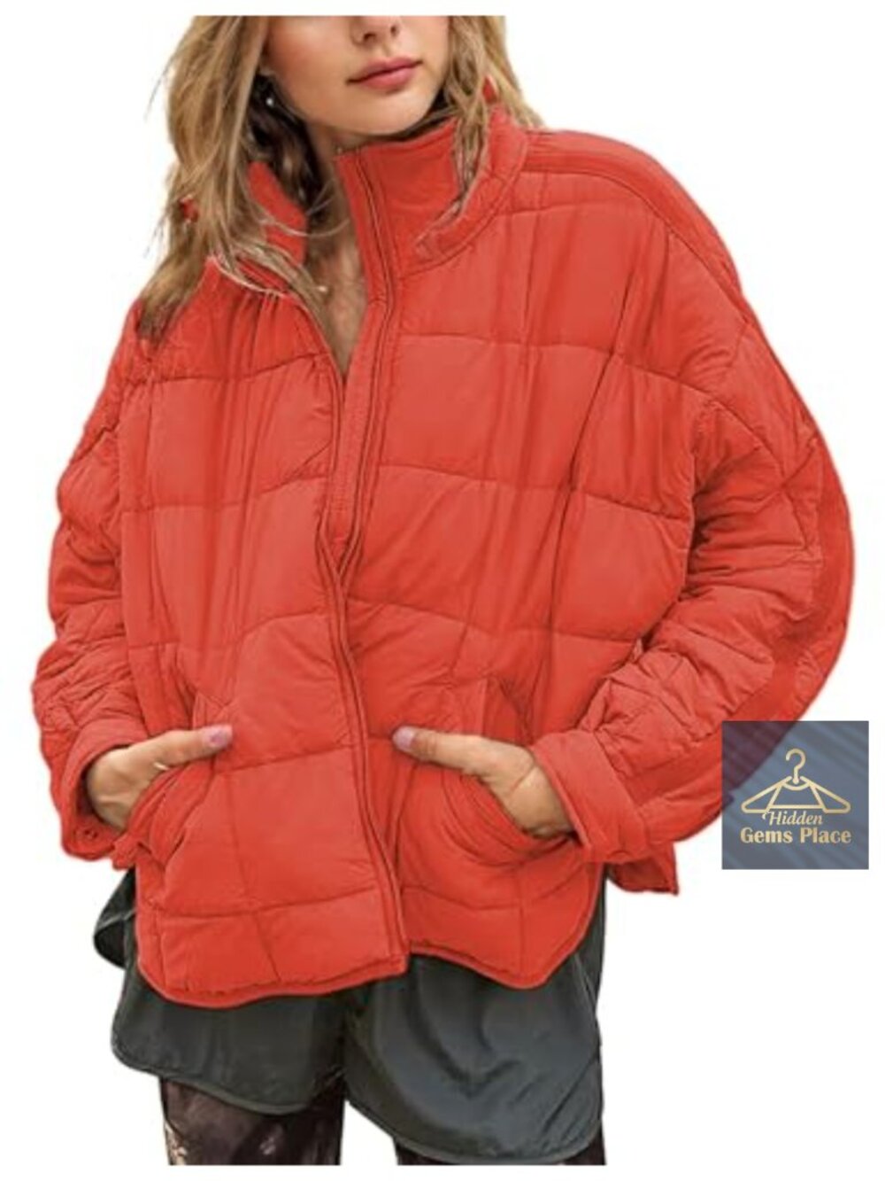 Women's Quilted Lightweight Puffer Jacket Zip Up Padded Coat with Pockets